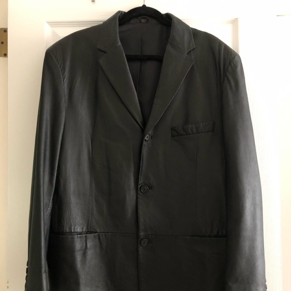 Men’s Leather Black Blazer